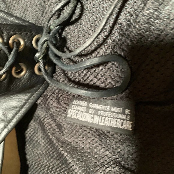 Thick Leather! Biker Chaps First MFG Co Unisex Vintage Biker Chaps Black Mens XS - Picture 5 of 11